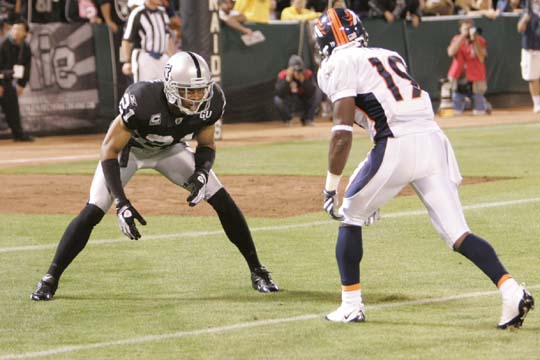 Lot Detail - 9/27/09 Nnamdi Asomugha Oakland Raiders Game-Used Home Jersey  (JO Sports LOA) (Oakland Raiders LOA) (Unwashed)