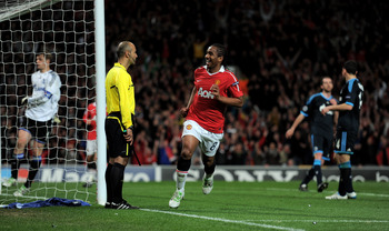 MANCHESTER, ENGLAND - MAY 04:  Anderson of Manchester United celebrates scoring his team's fourth goal during the UEFA Champions League Semi Final second leg match between Manchester United and Schalke at Old Trafford on May 4, 2011 in Manchester, England