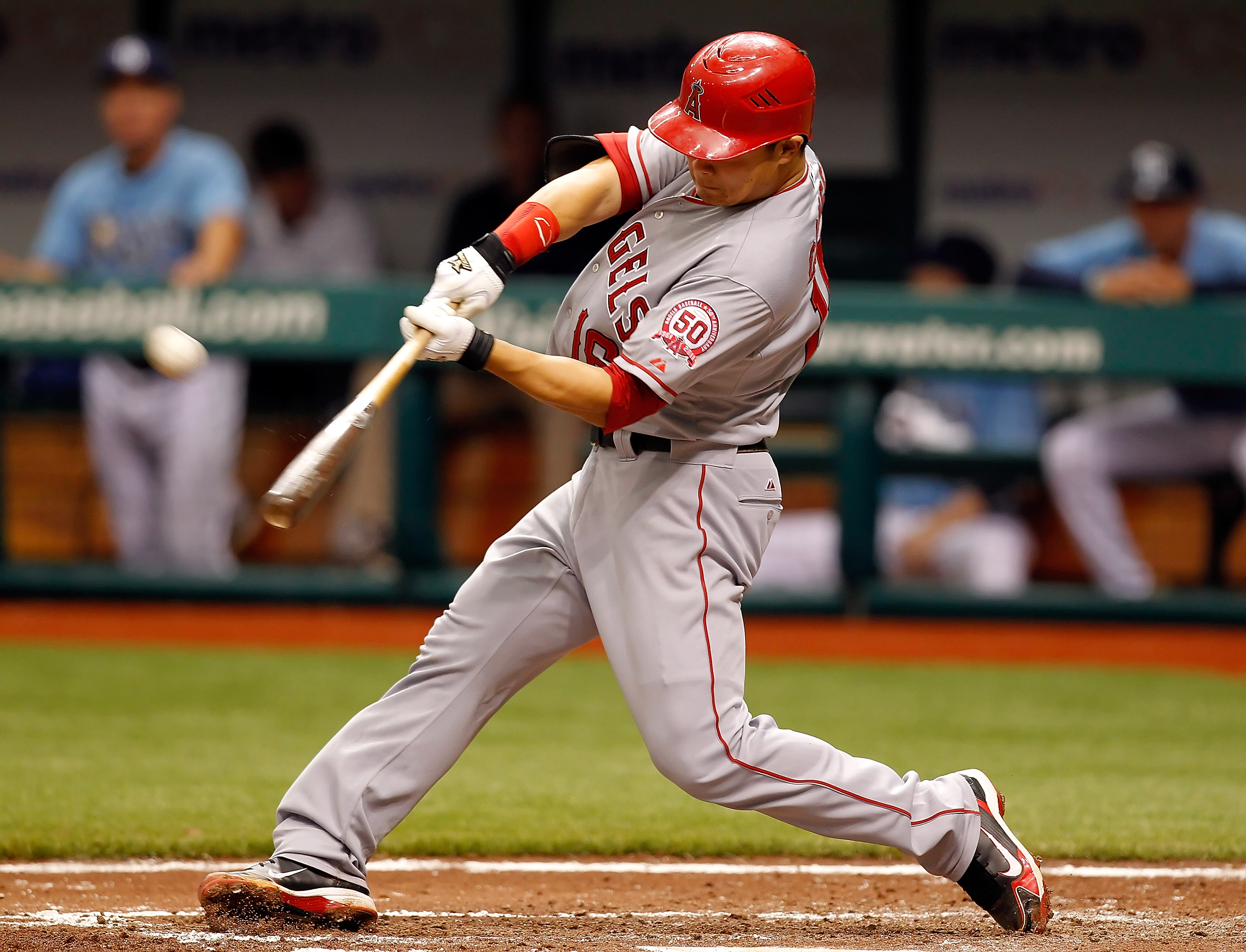 Hank Conger of the Tampa Bay Rays looks on against the Minnesota News  Photo - Getty Images