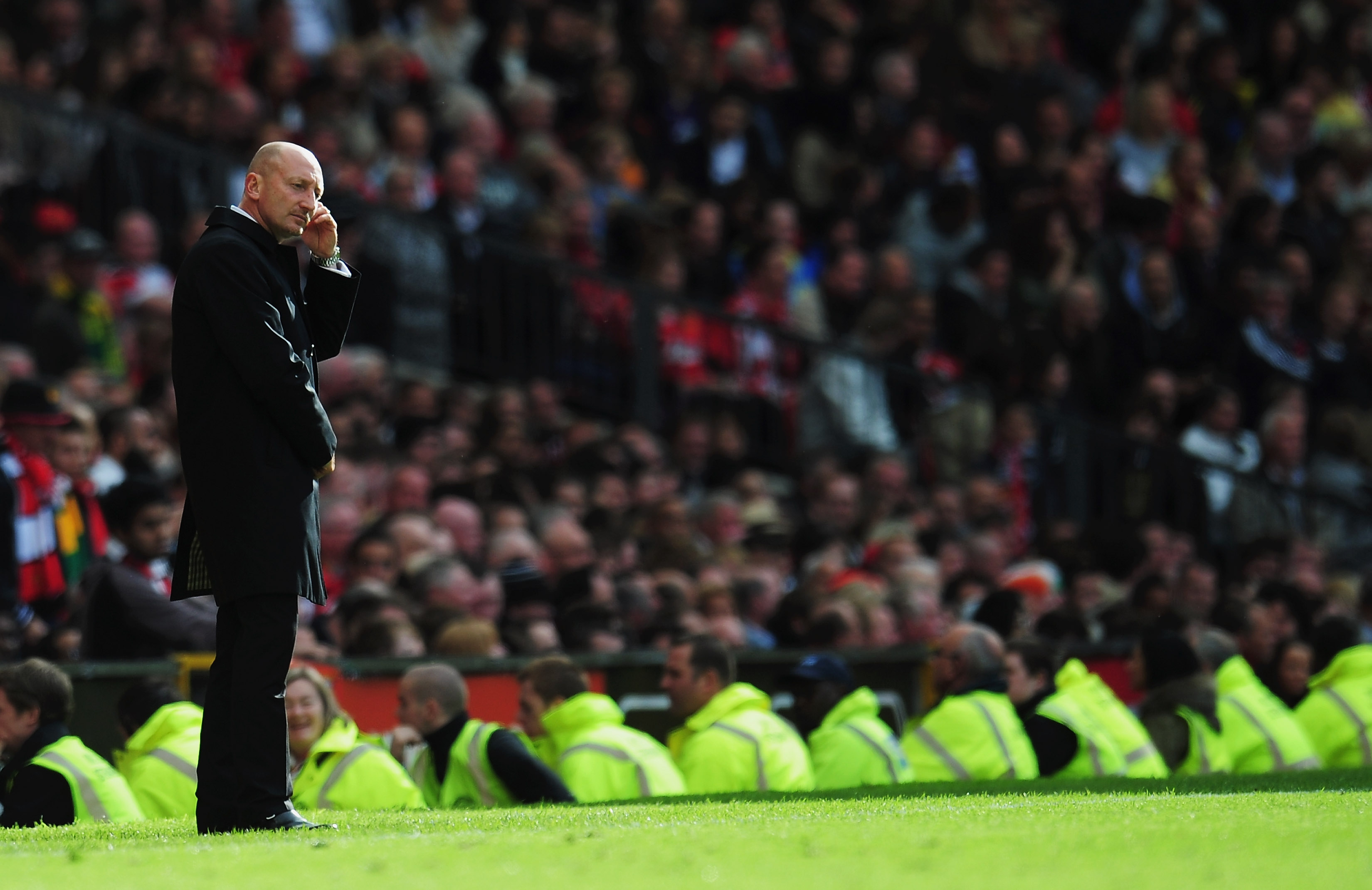 MANCHESTER, ENGLAND - MAY 22: Ian Holloway manager of Blackpool looks dejected during the Barclays Premier League match between Manchester United and Blackpool at Old Trafford on May 22, 2011 in Manchester, England. (Photo by Shaun Botterill/Getty Image