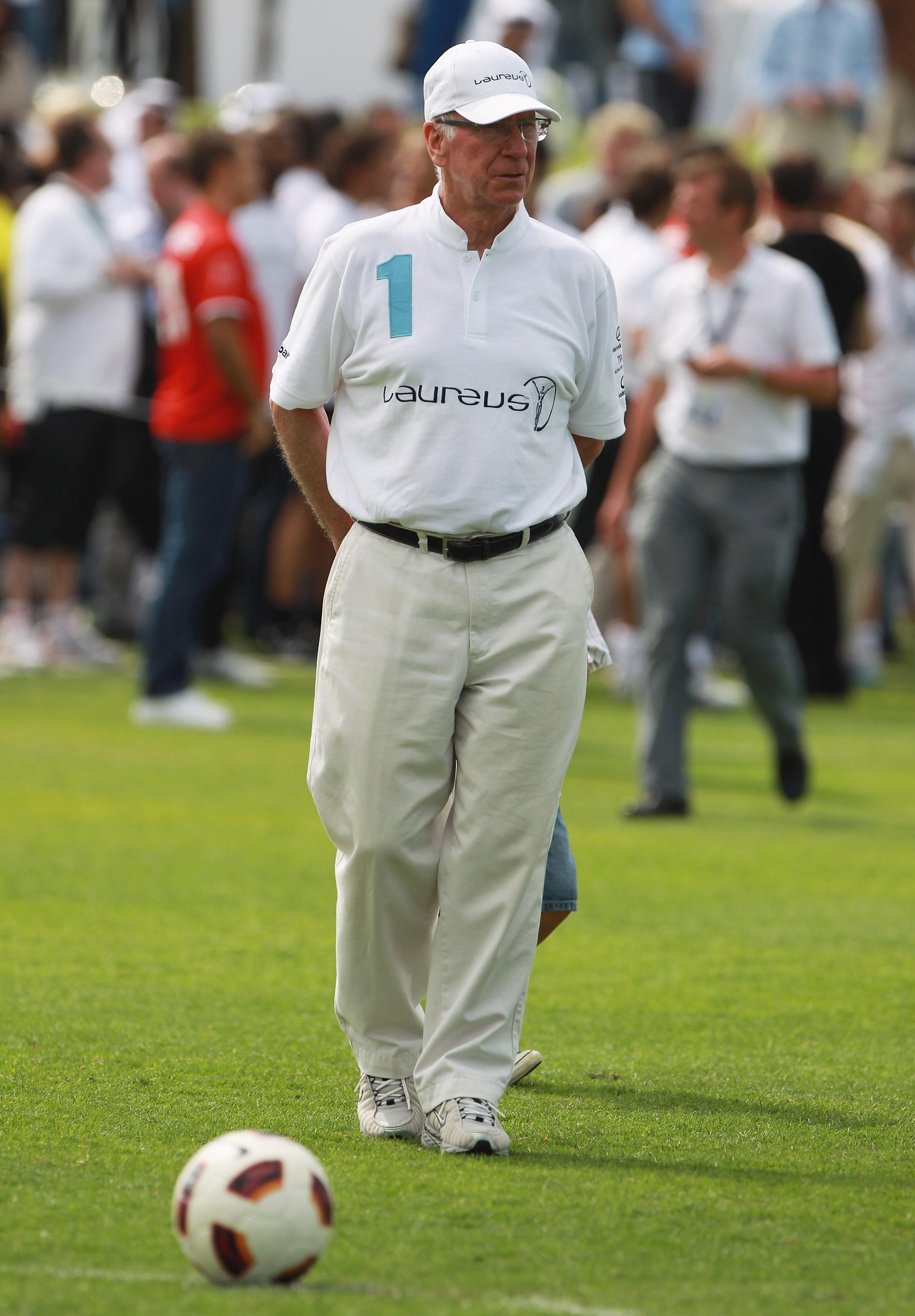 ABU DHABI, UNITED ARAB EMIRATES - FEBRUARY 07:  Academy Member Sir Bobby Charlton attends the Laureus Football Challenge presented by IWC Schaffhausen as part of the 2011 Laureus World Sports Awards at the Emirates Palace on February 7, 2011 in Abu Dhabi,