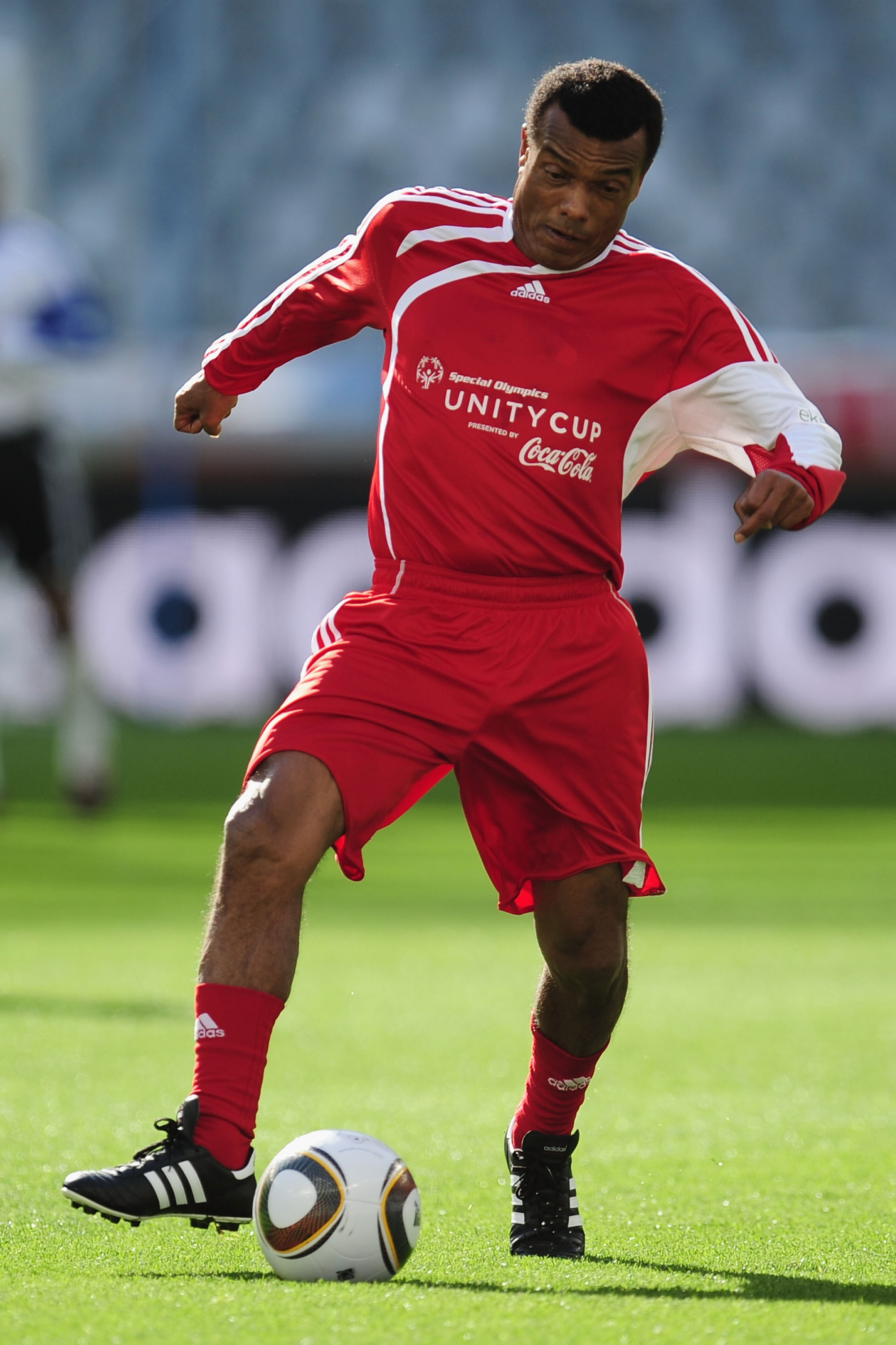 CAPE TOWN, SOUTH AFRICA - JULY 03:  Former Peru International Teofilo Cubillas in action during a Charity Match ahead of the 2010 FIFA World Cup South Africa Quarter Final match between Argentina and Germany at Green Point Stadium on July 3, 2010 in Cape