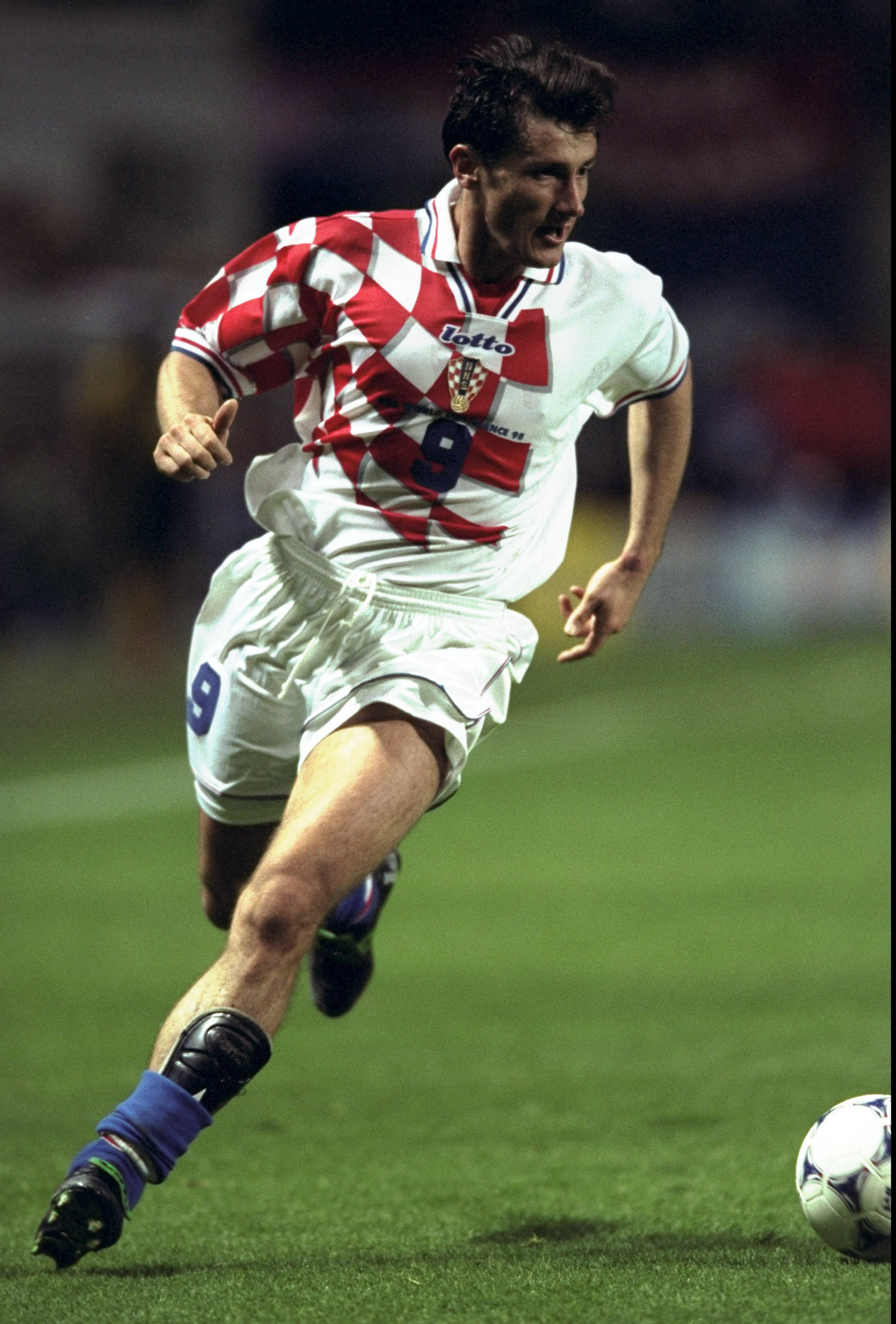 14 Jun 1998:  Davor Suker of Croatia on the ball during the World Cup group H game against Jamaica at the Stade Felix Bollaert in Lens, France. Suker scored as Croatia won 3-1. \ Mandatory Credit: Shaun Botterill /Allsport