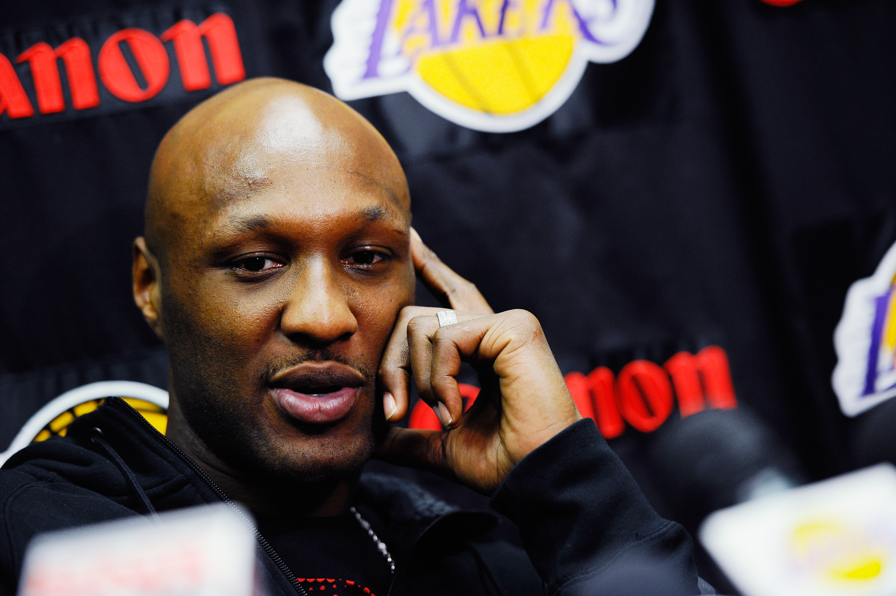 EL SEGUNDO, CA - MAY 11:  Lamar Odom #7 of the Los Angeles Lakers speaks during a news conference at the Lakers training facility on May 11, 2011 in El Segundo, California. The Lakers were swept out of their best of seven series with the Dallas Mavericks