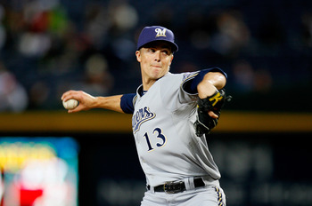 ATLANTA, GA - MAY 04:  Zack Greinke #13 of the Milwaukee Brewers pitches in the second inning against the Atlanta Braves at Turner Field on May 4, 2011 in Atlanta, Georgia.  (Photo by Kevin C. Cox/Getty Images)