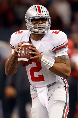 NEW ORLEANS, LA - JANUARY 04:  Quarterback Terrelle Pryor #2 of the Ohio State Buckeyes looks to pass against the Arkansas Razorbacks during the Allstate Sugar Bowl at the Louisiana Superdome on January 4, 2011 in New Orleans, Louisiana.  (Photo by Matthe
