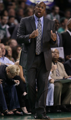 BOSTON - MAY 13:  Head coach Mike Brown of the Cleveland Cavaliers reacts to a call against one of his players in the first half against the Boston Celtics during Game Six of the Eastern Conference Semifinals of the 2010 NBA playoffs at TD Garden on May 1