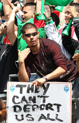 SEATTLE - MAY 28:  A fan holds a sign during the match between Mexico and Ecuador at Qwest Field on May 28, 2011 in Seattle, Washington. Mexico and Ecuador played to a 1-1 tie. (Photo by Otto Greule Jr/Getty Images)