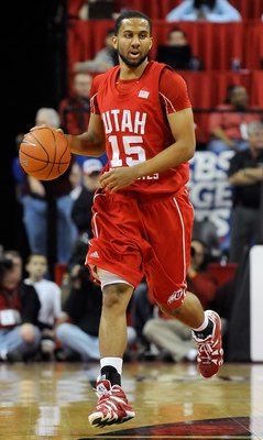 LAS VEGAS - JANUARY 16:  Carlon Brown #15 of the Utah Utes brings the ball up the court against the UNLV Rebels during their game at the Thomas & Mack Center January 16, 2010 in Las Vegas, Nevada. The Utes defeated the Rebels 73-69.  (Photo by Ethan Mille