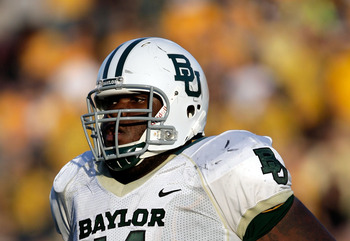 COLUMBIA, MO - NOVEMBER 07:  Defensive tackle Phil Taylor #11 of the Baylor Bears in action during the game against the Missouri Tigers at Faurot Field at Memorial Stadium on November 7, 2009 in Columbia, Missouri.  (Photo by Jamie Squire/Getty Images)
