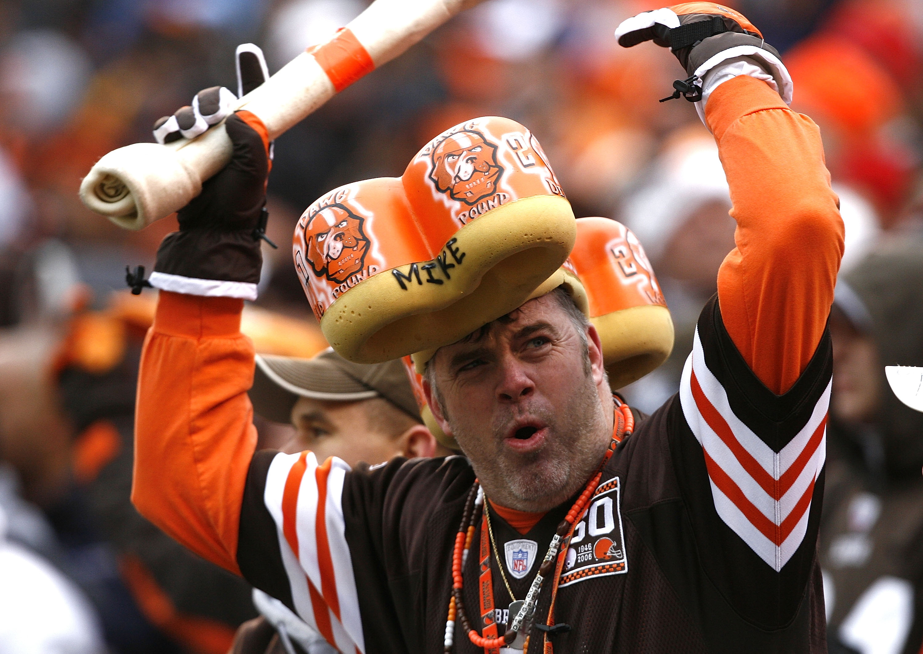 25 October 2009: Cleveland Browns fans in the dawg pound during