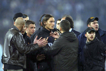 ROME, ITALY - MARCH 21:  AS Roma captain Francesco Totti after the Serie A match between Roma and Lazio at the Stadio Olimpico on March 21, 2004 in Rome, Italy. The Game was abandoned after half-time after crowd trouble, with the score at 0-0. (Photo by N