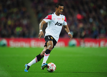 LONDON, ENGLAND - MAY 28:  Luis Nani of Manchester United  in action during the UEFA Champions League final between FC Barcelona and Manchester United FC at Wembley Stadium on May 28, 2011 in London, England.  (Photo by Shaun Botterill/Getty Images)