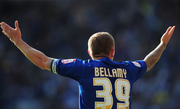 CARDIFF, WALES - MAY 02: Cardiff player Craig Bellamy reacts during the npower Championship game between Cardiff City and Middlesbrough at Cardiff City Stadium on May 2, 2011 in Cardiff, Wales. (Photo by Stu Forster/Getty Images)