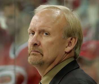 RALEIGH, NC - JUNE 01:  Head coach Lindy Ruff of the Buffalo Sabres watches play from the bench during the first period of game seven against the Carolina Hurricanes in the Eastern Conference Finals in the 2006 NHL Playoffs on June 1, 2006 at RBC Arena in
