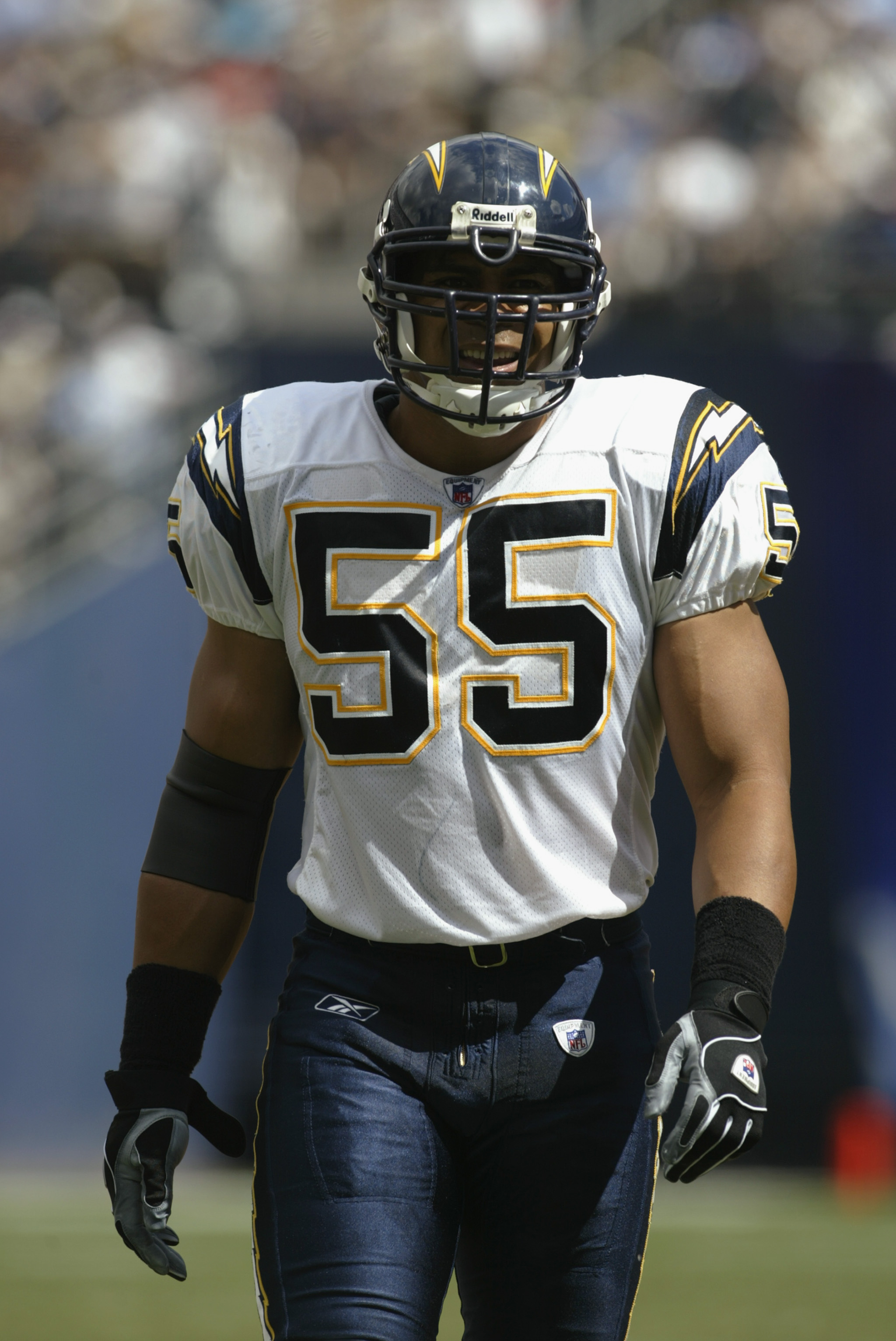 Newly-aquired New England Patriots linebacker Junior Seau (55