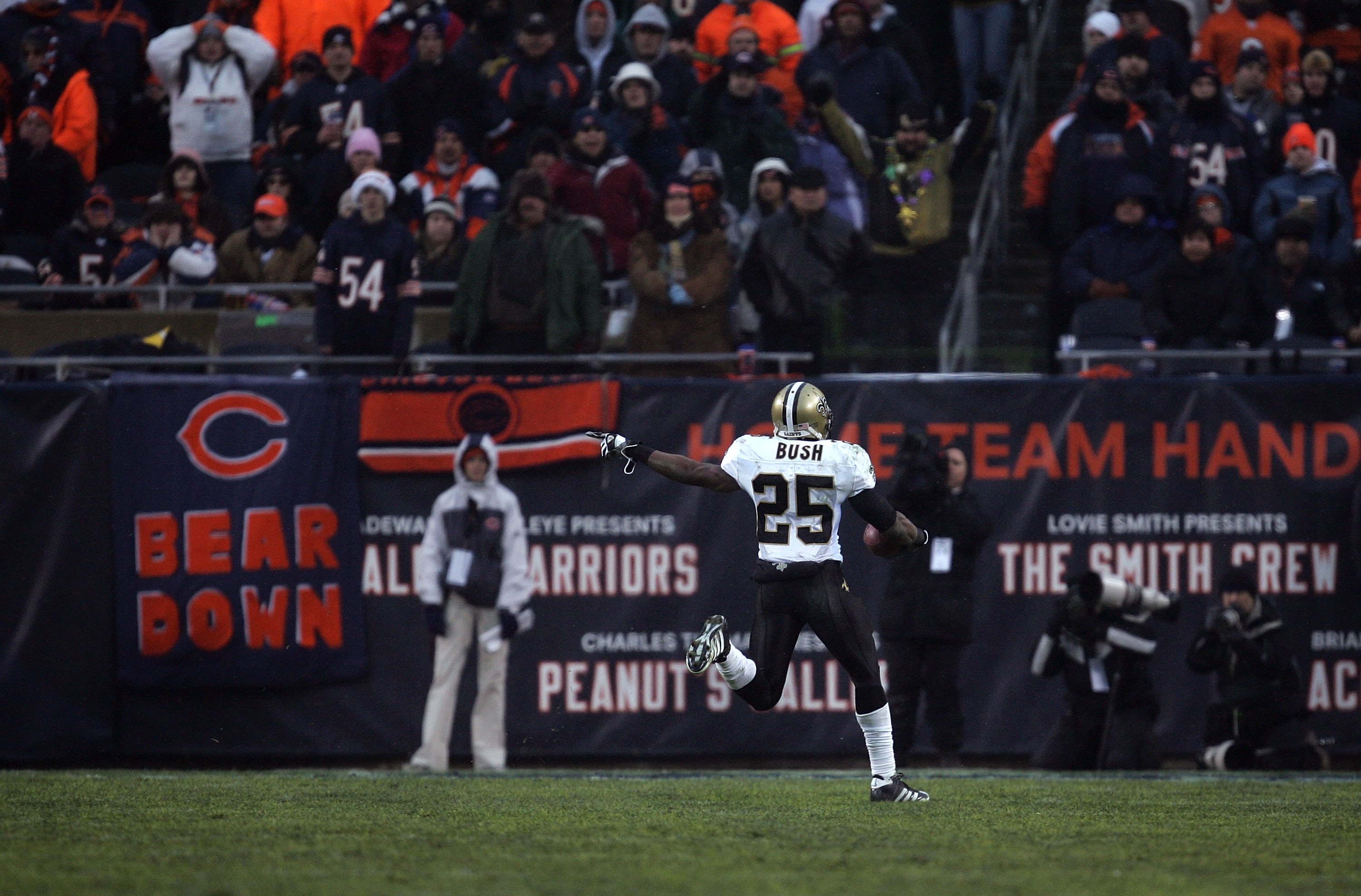 New Orleans Saints Drew Brees reacts after a 3rd quarter touchdown by  Reggie Bush at Giants Stadium in East Rutherford, New Jersey on December  24, 2006. The New Orleans Saints defeated the