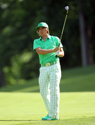 DUBLIN, OH - JUNE 02:  Ricky Fowler hits his scond shot on the par 4 9th hole during the first round of The Memorial Tournament presented by Nationwide Insurance at Muirfield Village Golf Club on June 2, 2011 in Dublin, Ohio.  (Photo by Andy Lyons/Getty I
