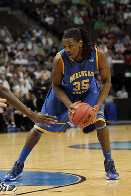 DENVER, CO - MARCH 17:  Kenneth Faried #35 of the Morehead State Eagles handles the ball during the second round of the 2011 NCAA men's basketball tournament at Pepsi Center on March 17, 2011 in Denver, Colorado.  (Photo by Justin Edmonds/Getty Images)