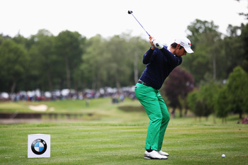 VIRGINIA WATER, ENGLAND - MAY 29:  Matteo Manassero of Italy tee's off at the 8th during the final round of the BMW PGA Championship  at the Wentworth Club on May 29, 2011 in Virginia Water, England.  (Photo by Richard Heathcote/Getty Images)