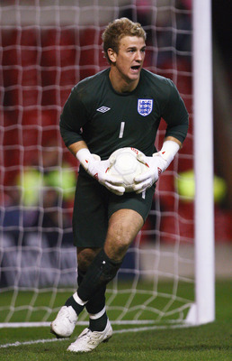 NOTTINGHAM, UNITED KINGDOM - MARCH 31:  Joe Hart of England in action during the U-21 International Friendy Match between England and France at the City Ground on March 31, 2009 in Nottingham, England.  (Photo by Laurence Griffiths/Getty Images)