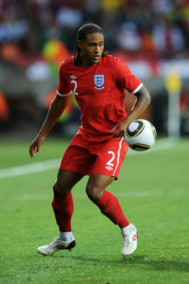 PORT ELIZABETH, SOUTH AFRICA - JUNE 23:  Glen Johnson of England in action during the 2010 FIFA World Cup South Africa Group C match between Slovenia and England at the Nelson Mandela Bay Stadium on June 23, 2010 in Port Elizabeth, South Africa.  (Photo b