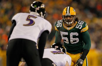 Green Bay Packers linebacker Nick Barnett celebrates after making a tackle  during the first half against the Seattle Seahawks at Qwest Field in  Seattle, Washington, Sunday, October 12, 2008. The Packers defeated