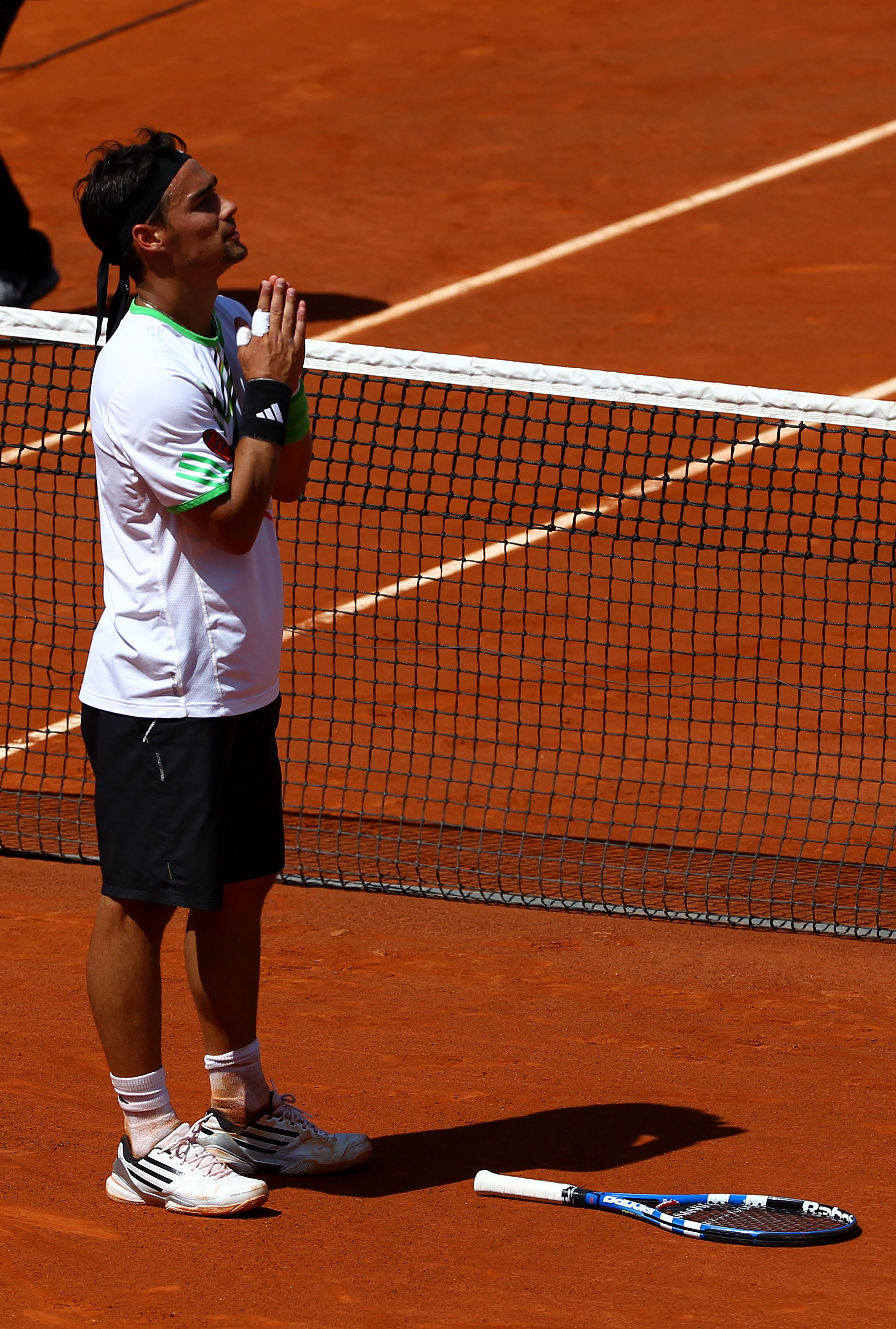 May 10, 2023, ROME: Fabio Fognini of Italy in action during his men's  singles first round match against Andy Murray of Britain (not pictured) at  the Italian Open tennis tournament in Rome