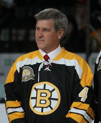 BOSTON - MARCH 18: Bobby Orr takes part in a celebration honoring the 1970 Boston Bruin Championship team prior to the game between the Bruins and the Pittsburgh Penguins of the Boston Bruins at the TD Garden on March 18, 2010 in Boston, Massachusetts.  (