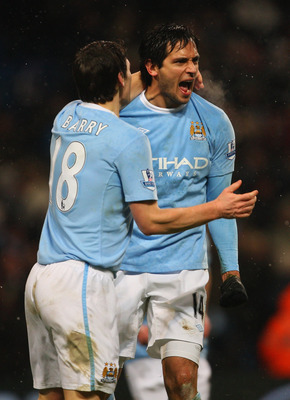 Roque Santa Cruz of Manchester City makes his debut for the club in place  of Shaun Wright-Phillips of Manchester City during the Barclays Premier  League match between the Manchester City v West