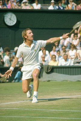 1960:  Rod Laver of Australia in action during the Lawn Tennis Championships at Wimbledon in London. \ Mandatory Credit: Allsport UK /Allsport