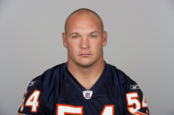 CHICAGO, IL - CIRCA  2010: In this handout image provided by the NFL,  Brian Urlacher of the Chicago Bears poses for his 2010 NFL headshot circa 2010 in Chicago, Illinois. (Photo by NFL via Getty Images)