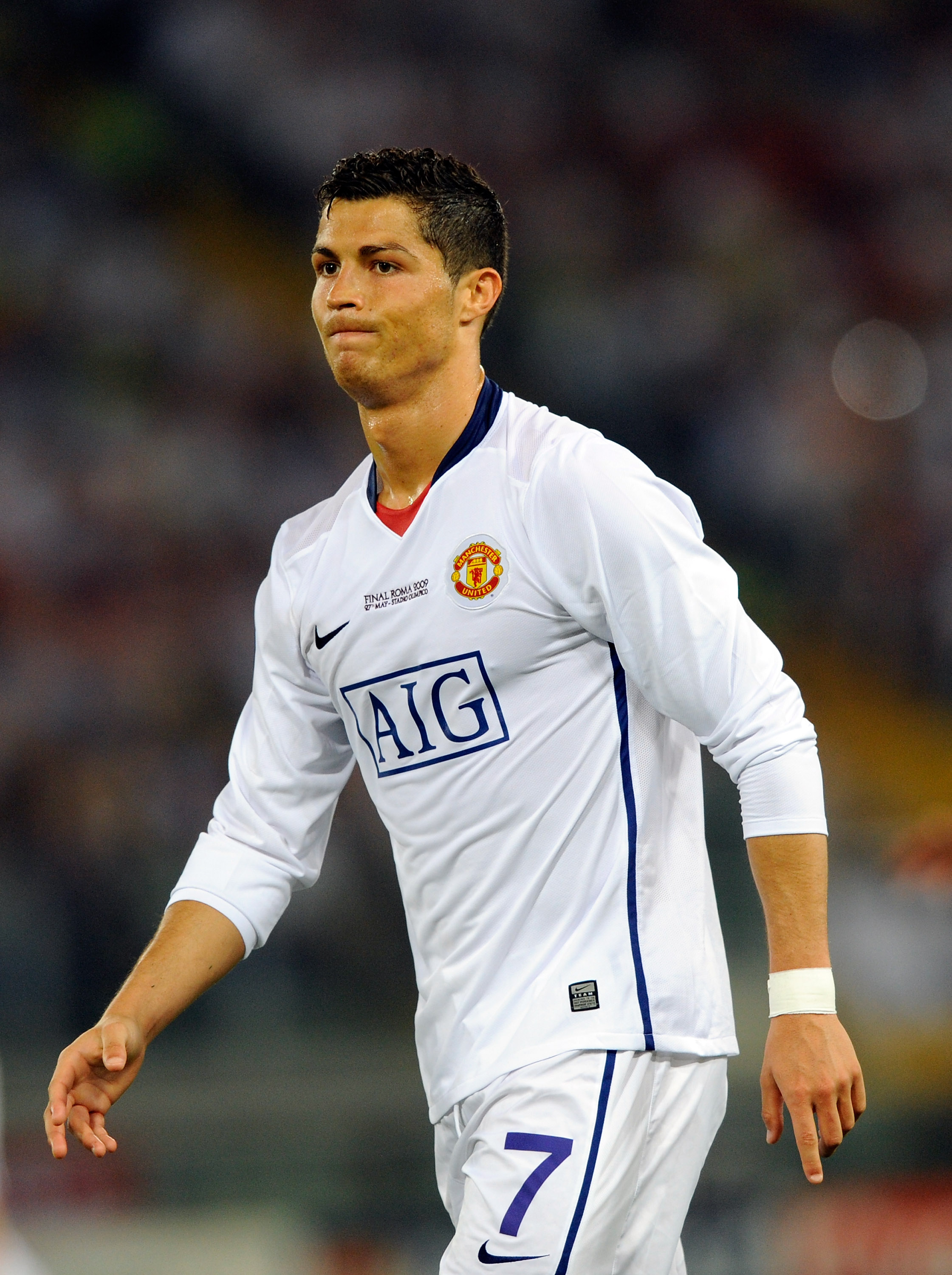 ROME, ITALY - MAY 27:  Cristiano Ronaldo of Manchester United during the UEFA Champions League Final match between Barcelona and Manchester United at the Stadio Olimpico on May 27, 2009 in Rome, Italy.  (Photo by Claudio Villa/Getty Images)
