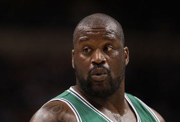 PHOENIX, AZ - JANUARY 28:  Shaquille O'Neal #36 of the Boston Celtics during the NBA game against the Phoenix Suns at US Airways Center on January 28, 2011 in Phoenix, Arizona.  The Suns defeated the Celtics 88-71.  NOTE TO USER: User expressly acknowledg