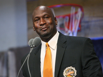 SPRINGFIELD, MA - SEPTEMBER 11:  Michael Jordan speaks during a news conference at the Naismith Memorial Basketball Hall of Fame on September 11, 2009 in Springfield, Massachusetts. (Photo by Jim Rogash/Getty Images)