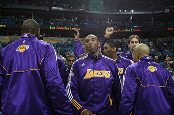 NEW ORLEANS, LA - APRIL 28:  Kobe Bryant #24 of the Los Angeles Lakers is introduced before a game against the New Orleans Hornets in Game Six of the Western Conference Quarterfinals in the 2011 NBA Playoffs on April 28, 2011 at New Orleans Arena in New O