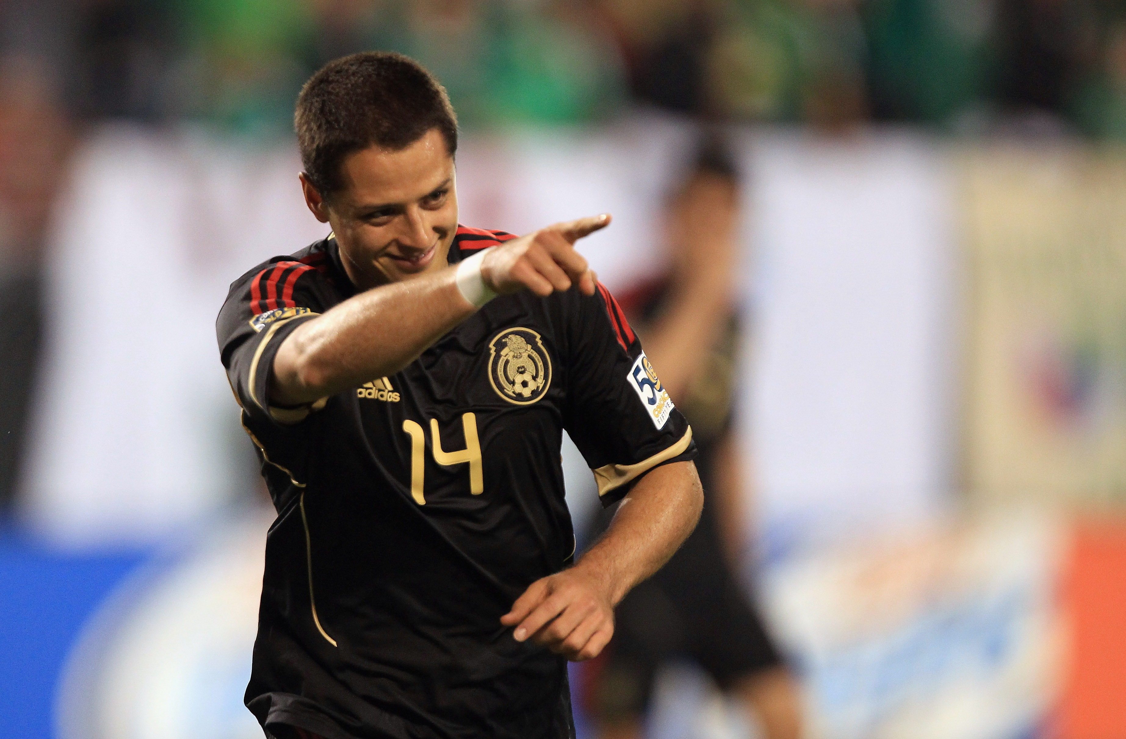 CHARLOTTE, NC - JUNE 09:  Javier Hernandez #14 of Mexico celebrates after scoring a goal against Cuba during their game in the CONCACAF Gold Cup at Bank of America Stadium on June 9, 2011 in Charlotte, North Carolina.  (Photo by Streeter Lecka/Getty Image