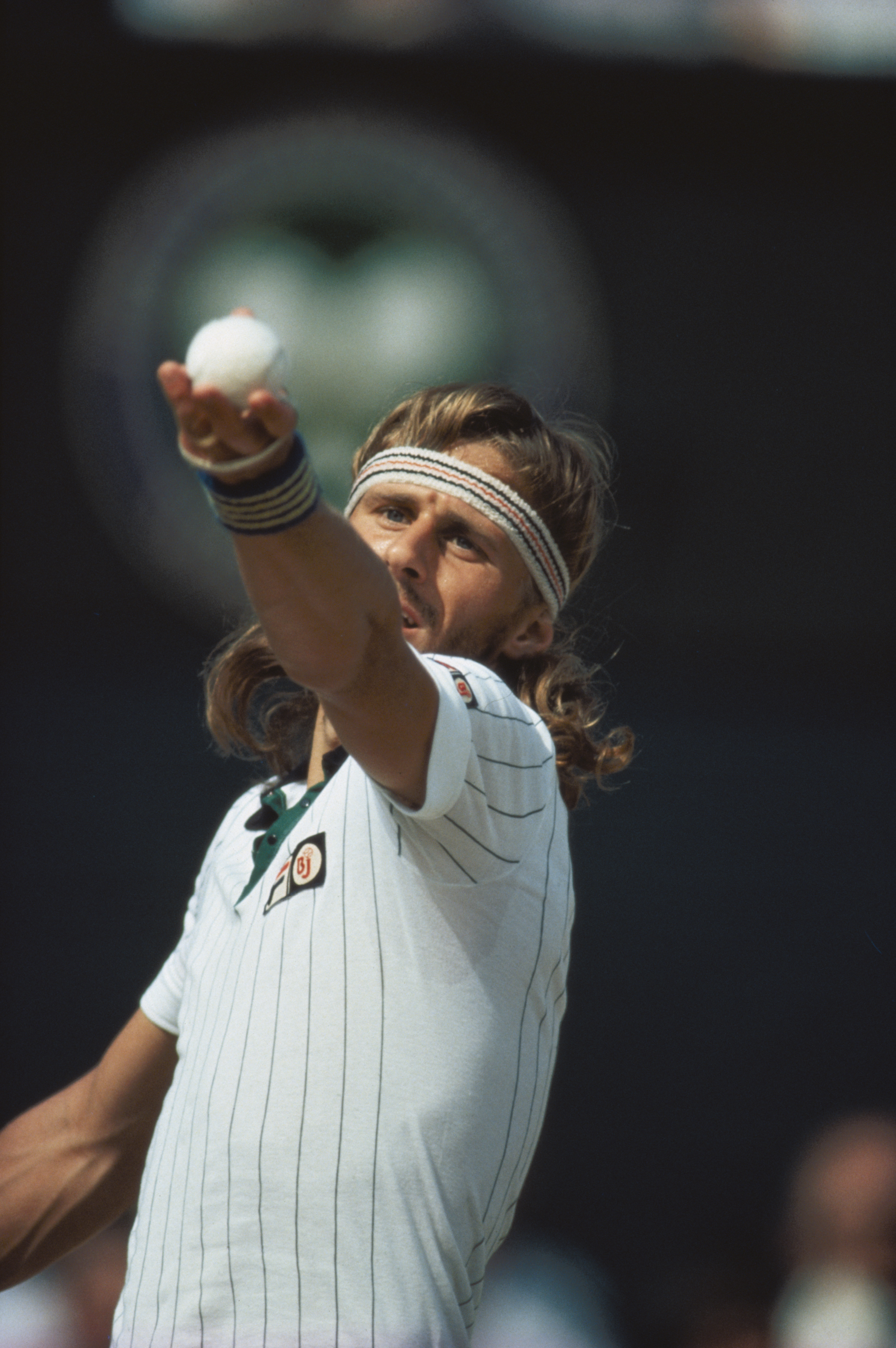 Jul 1980:  Bjorn Borg of Sweden in action during the Mens Singles Final against John McEnroe of the USA at the Wimbledon Championships in London. Borg won the game sealing his fourth successive singles title.  \ Mandatory Credit: Allsport UK /Allsport
