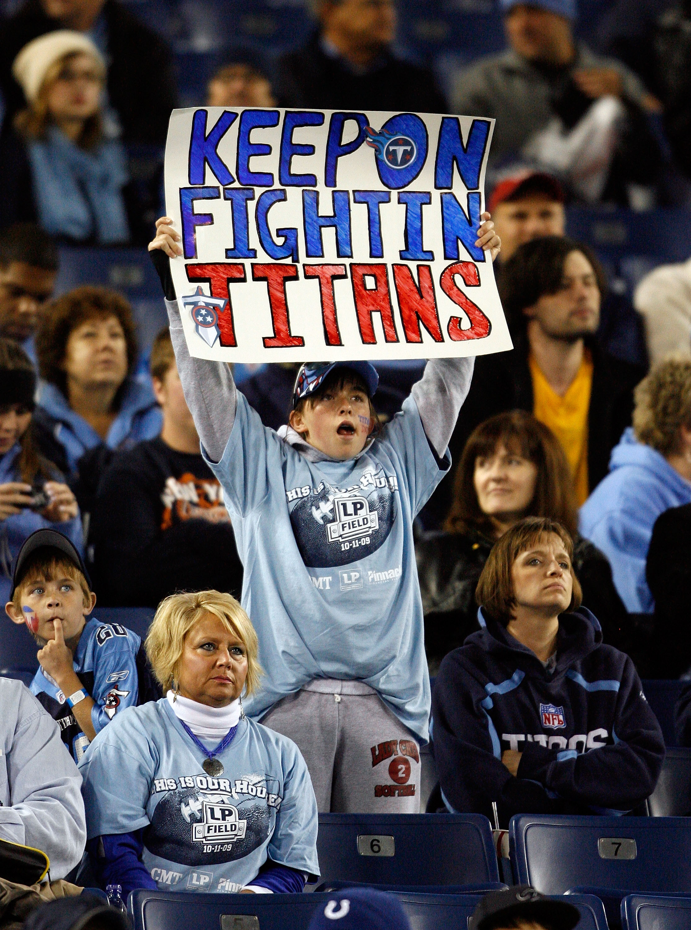 NASHVILLE, TN - OCTOBER 11:  A Tennessee Titans fan shows her support during the 31-9 loss to the Indianapolis Colts at LP Field on October 11, 2009 in Nashville, Tennessee.  (Photo by Andy Lyons/Getty Images)