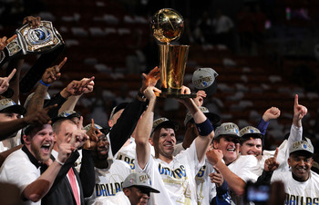 Jason Kidd with the 2011 NBA Championship Trophy Game 6 of the