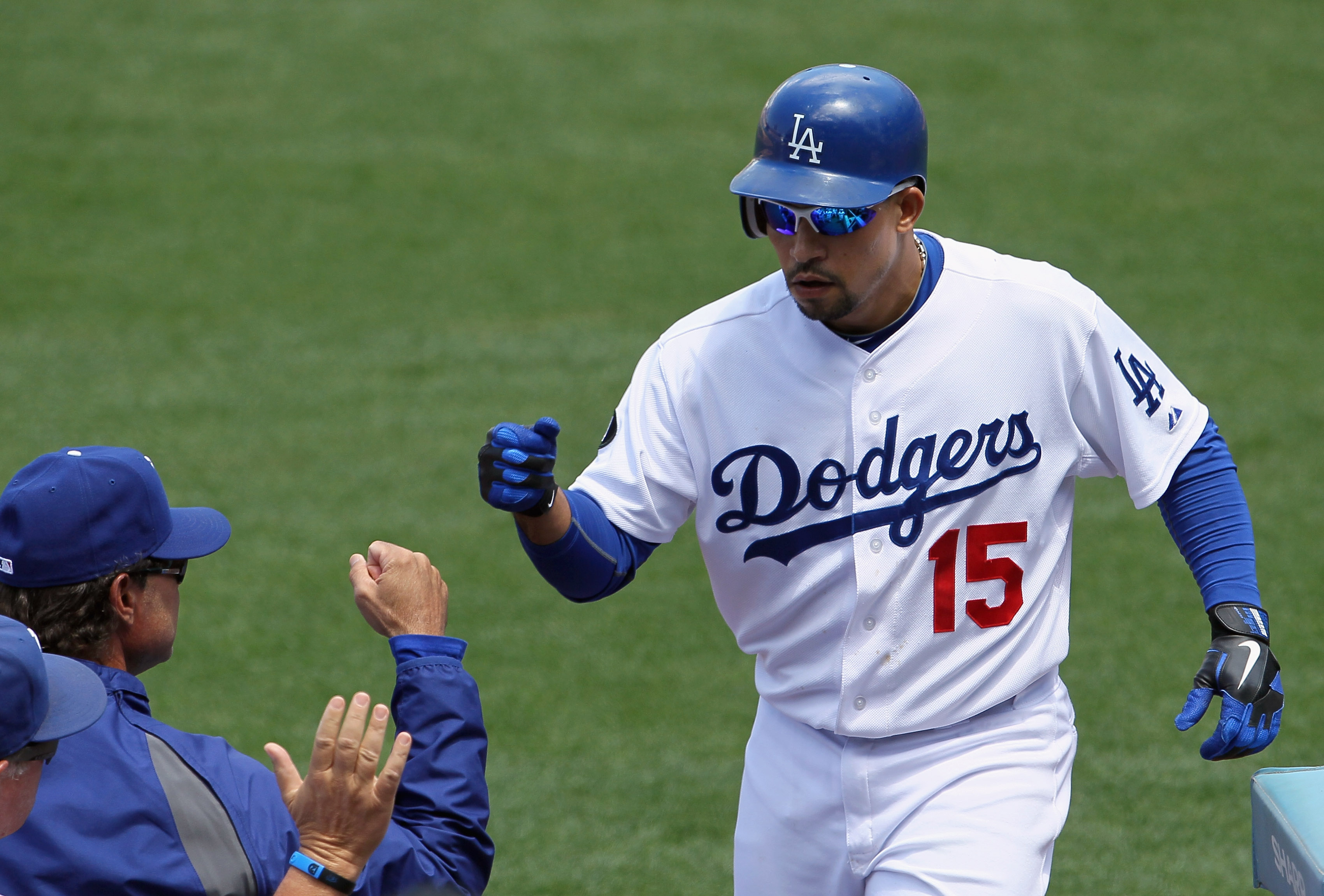 Los Angeles Dodgers shortstop Rafael Furcal stretches during