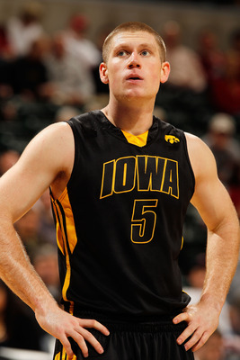 INDIANAPOLIS - MARCH 11: Guard Matt Gatens #5 of the Iowa Hawkeyes stands on the court during the game against the Michigan Wolverines in the first round of the Big Ten Men's Basketball Tournament at Conseco Fieldhouse on March 11, 2010 in Indianapolis,