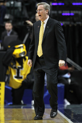 INDIANAPOLIS, IN - MARCH 10: Head coach Fran McCaffery of the Iowa Hawkeyes reacts against the Michigan State Spartans during the first round of the 2011 Big Ten Men's Basketball Tournament at Conseco Fieldhouse on March 10, 2011 in Indianapolis, Indiana