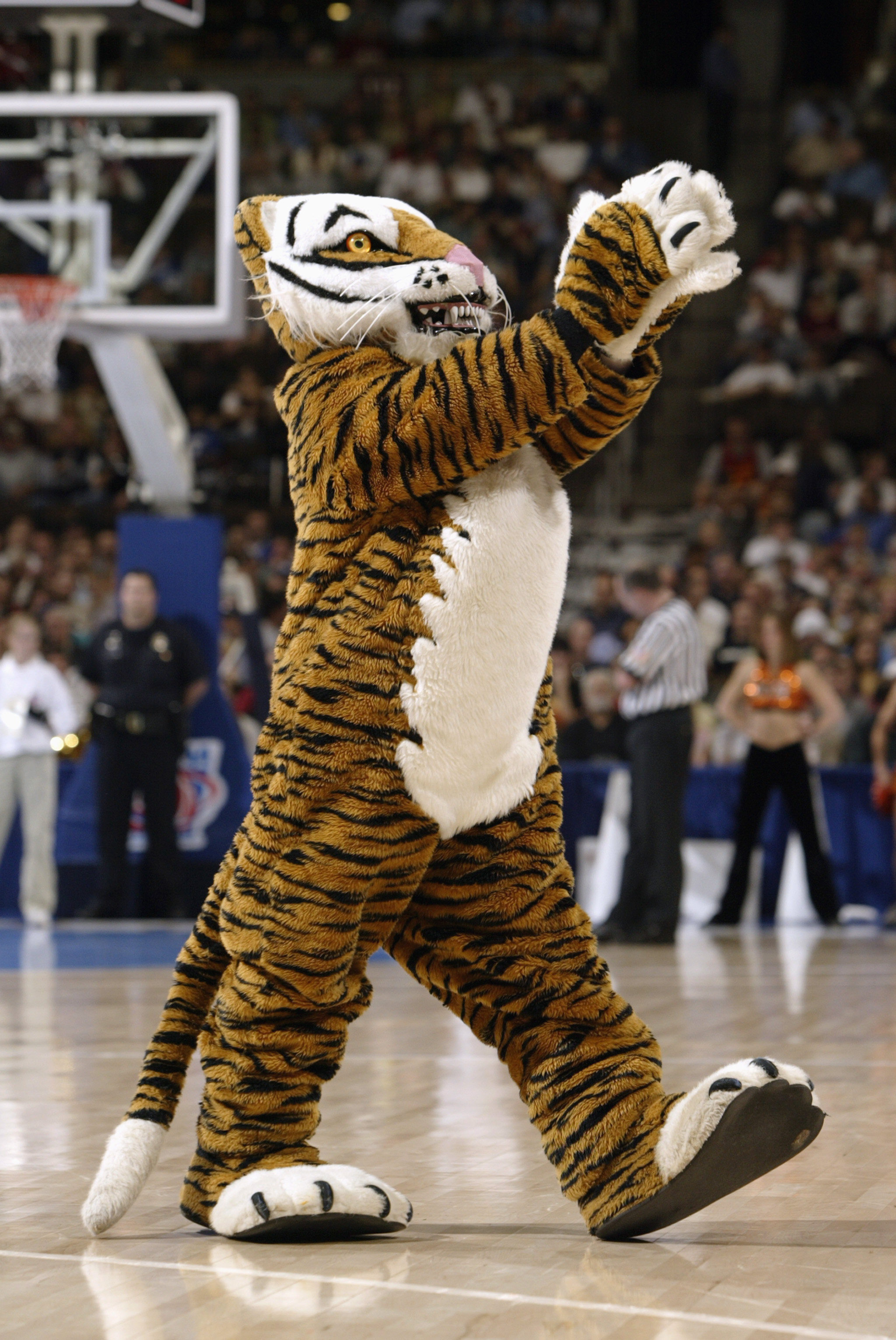 DENVER - MARCH 18:  The Princeton Tigers mascot entertains the crowd during a first round game in the NCAA Men's Basketball Tournament against the Texas Longhorns at Pepsi Center on March 18, 2004 in Denver, Colorado. Texas defeated Princeton 66-49.  (Pho
