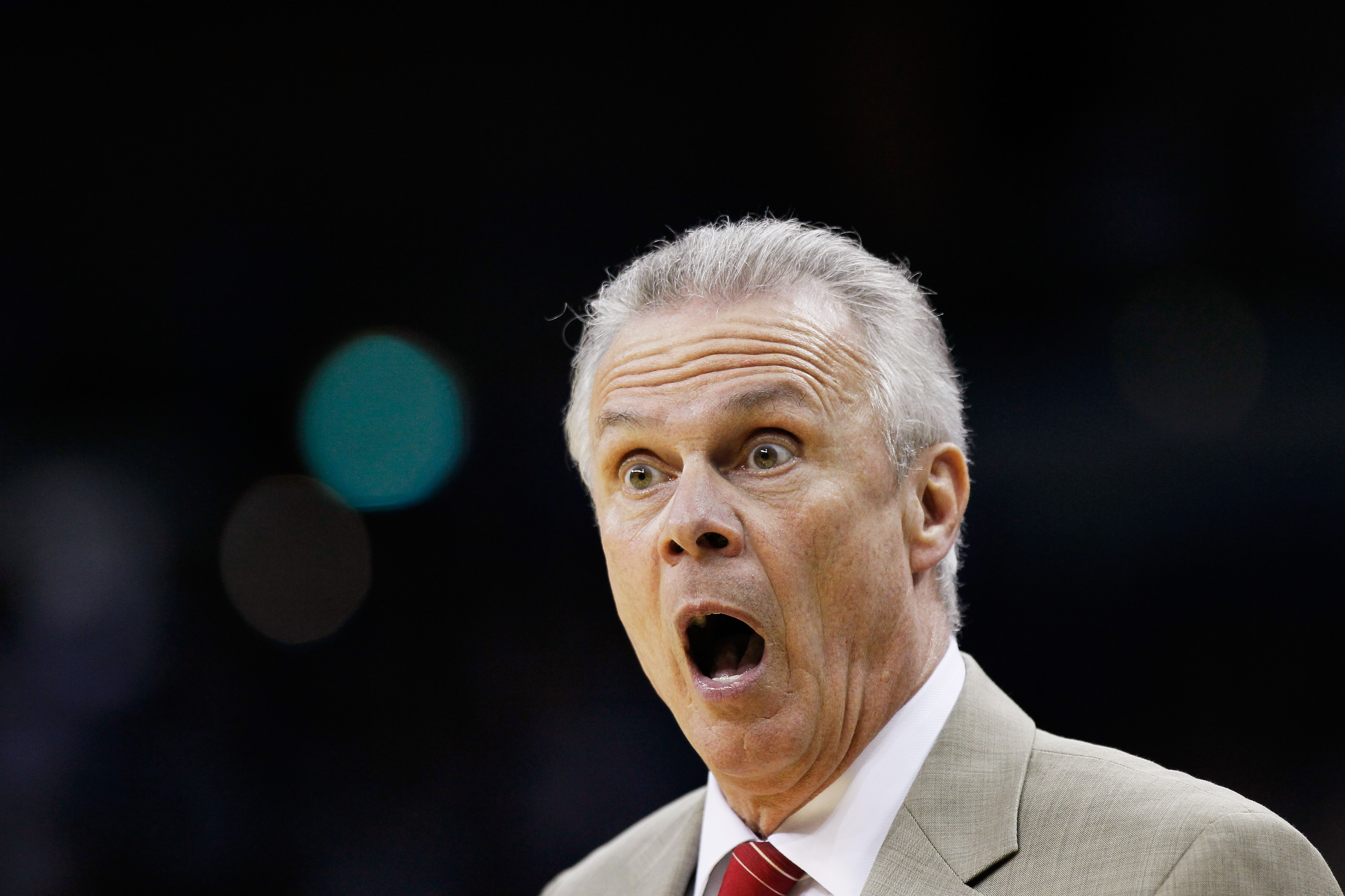 NEW ORLEANS, LA - MARCH 24:  Head coach Bo Ryan of the Wisconsin Badgers argues a call during their game against the Butler Bulldogs in the Southeast regional of the 2011 NCAA men's basketball tournament at New Orleans Arena on March 24, 2011 in New Orlea