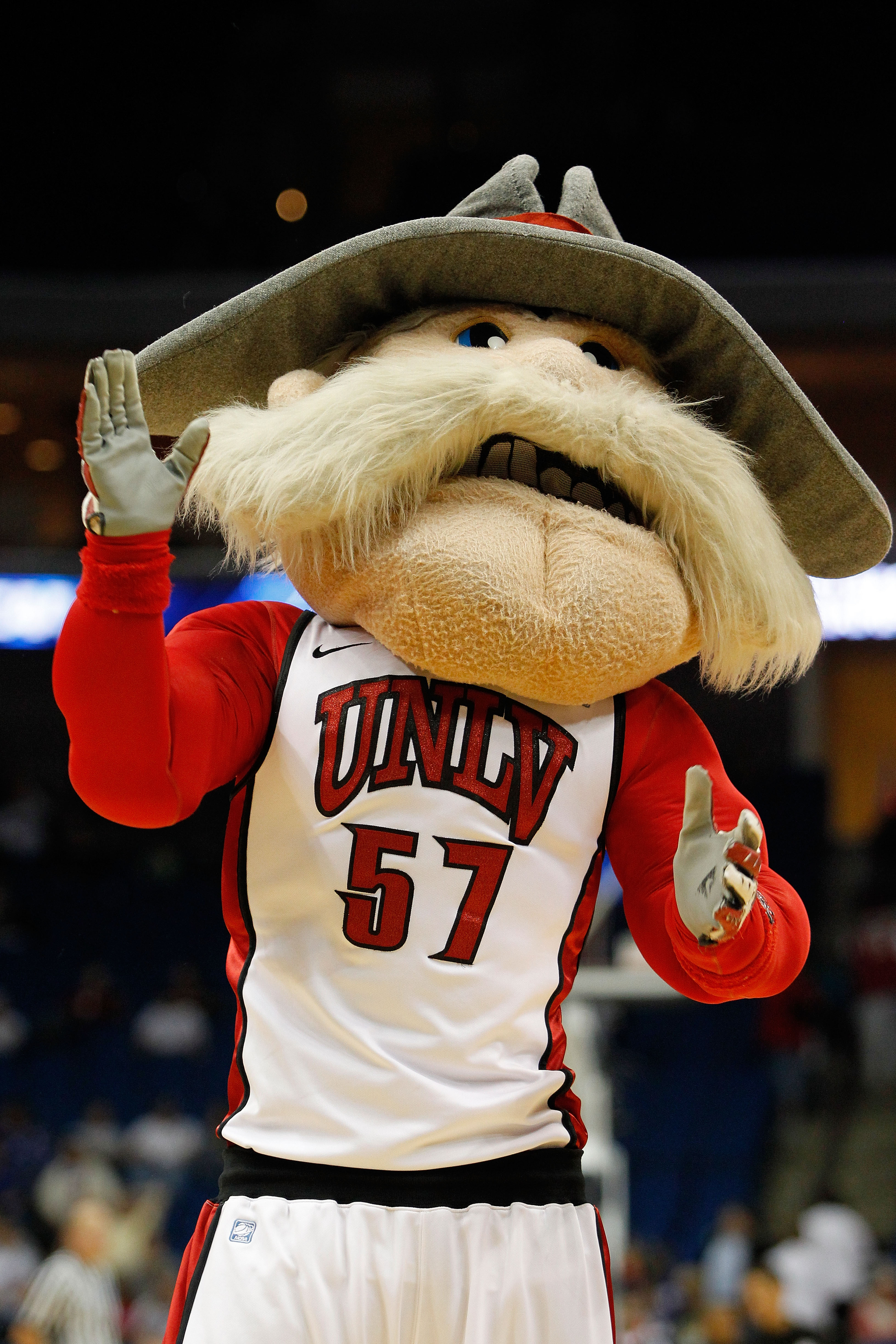 TULSA, OK - MARCH 18:  The UNLV Rebels mascot performs during the second round game against the Illinois Fighting Illini in the 2011 NCAA men's basketball tournament at BOK Center on March 18, 2011 in Tulsa, Oklahoma.  (Photo by Tom Pennington/Getty Image