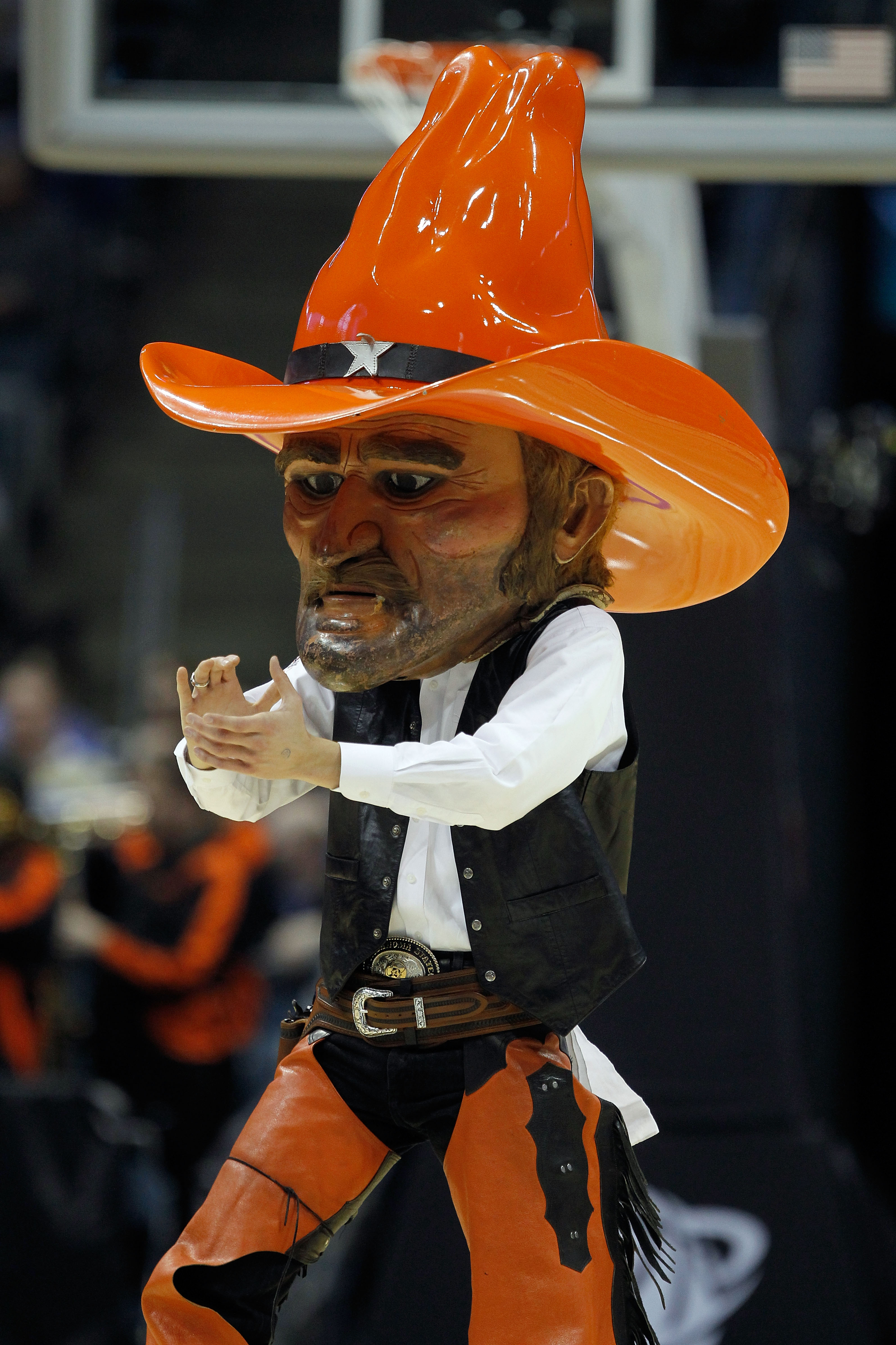 MILWAUKEE - MARCH 19:  The Oklahoma State Cowboys mascot performs during a break in the game against the Georgia Tech Yellow Jackets during the first round of the 2010 NCAA men's basketball tournament at the Bradley Center on March 19, 2010 in Milwaukee,