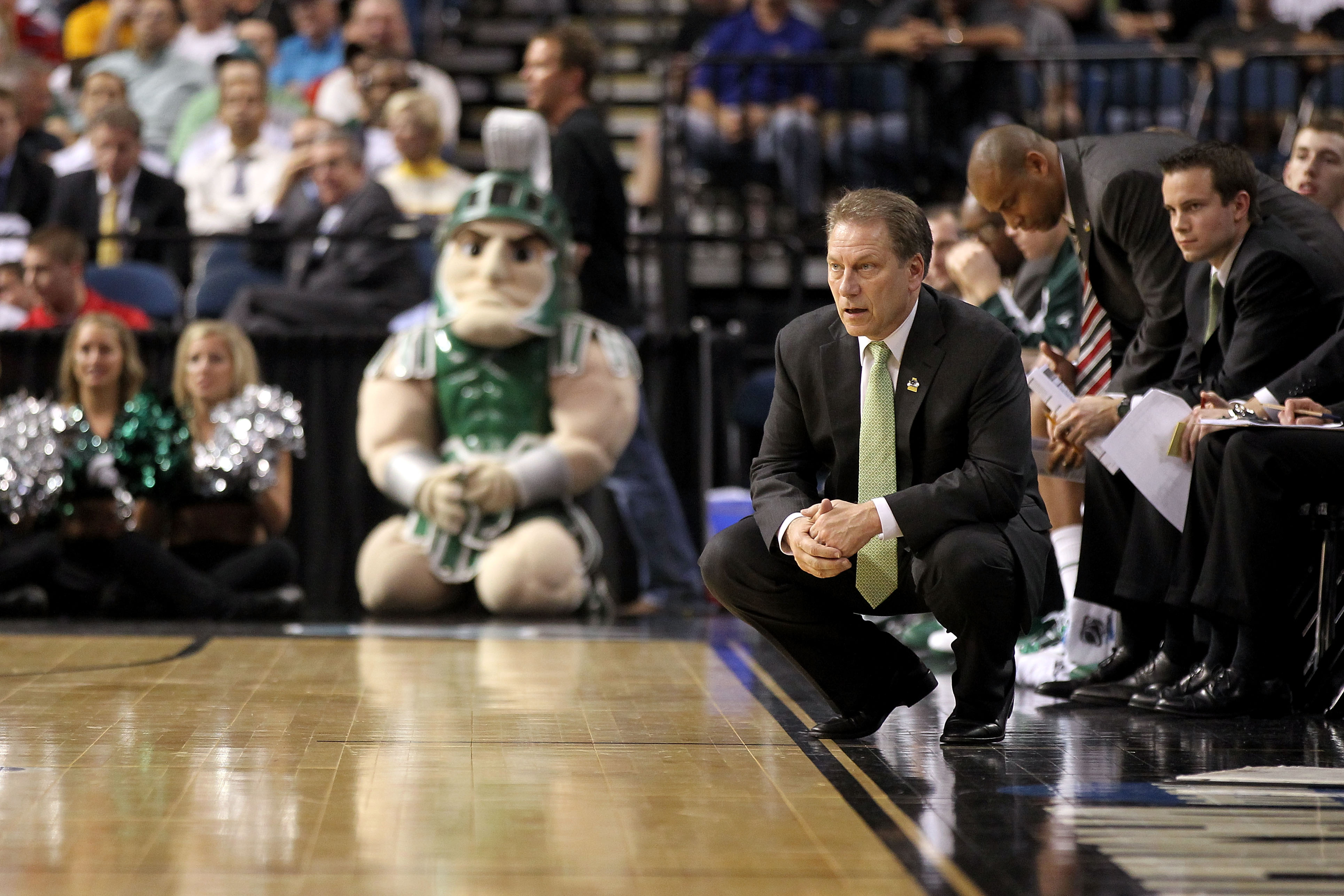 TAMPA, FL - MARCH 17:  Head coach Tom Izzo of the Michigan State Spartans looks on against the UCLA Bruins during the second round of the 2011 NCAA men's basketball tournament at St. Pete Times Forum on March 17, 2011 in Tampa, Florida. UCLA won 78-76.  (