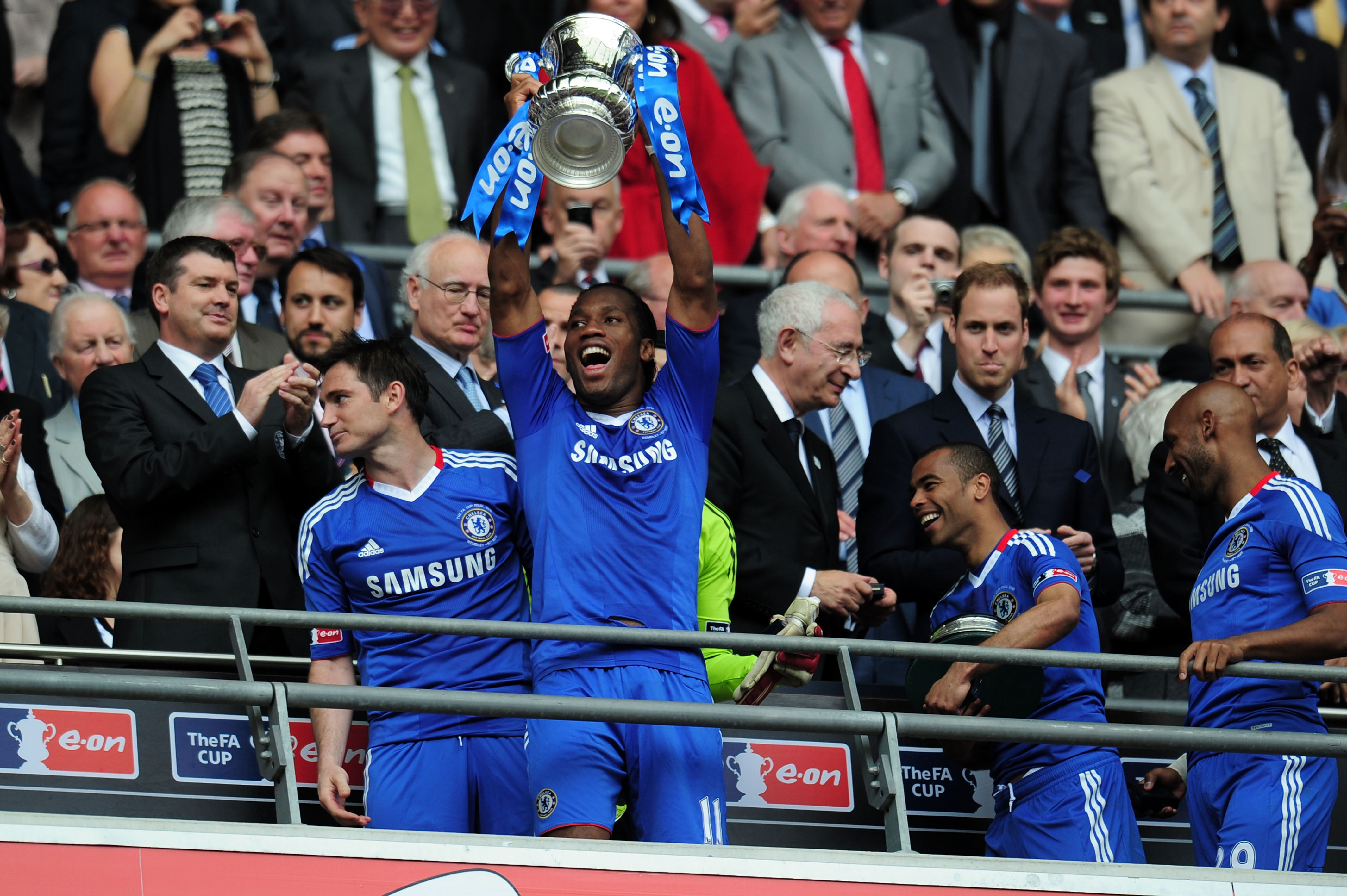 LONDON, ENGLAND - MAY 15:  Didier Drogba of Chelsea celebrate winning the FA Cup sponsored by E.ON Final match between Chelsea and Portsmouth at Wembley Stadium on May 15, 2010 in London, England.  (Photo by Shaun Botterill/Getty Images)
