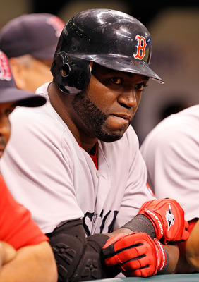 ST. PETERSBURG, FL - JUNE 14:  Designated hitter David Ortiz #34 of the Boston Red Sox waits to bat against the Tampa Bay Rays during the game at Tropicana Field on June 14, 2011 in St. Petersburg, Florida.  (Photo by J. Meric/Getty Images)